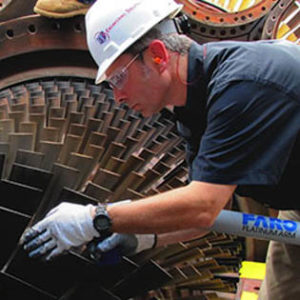 Dimensional_Inspection Man works on CMM Inpsection and part validation